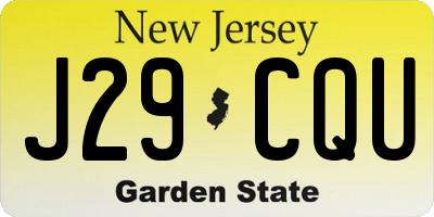 NJ license plate J29CQU