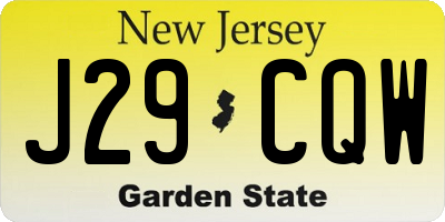 NJ license plate J29CQW