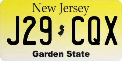 NJ license plate J29CQX