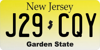 NJ license plate J29CQY
