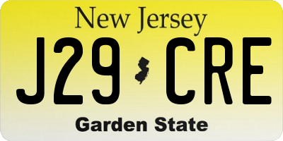 NJ license plate J29CRE