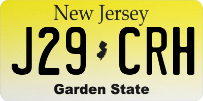 NJ license plate J29CRH