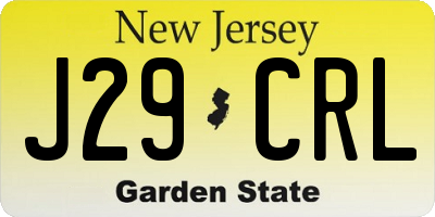NJ license plate J29CRL