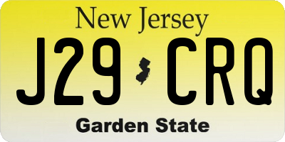 NJ license plate J29CRQ