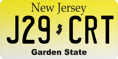 NJ license plate J29CRT