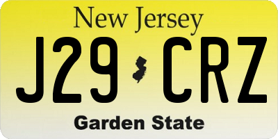 NJ license plate J29CRZ