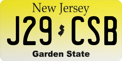 NJ license plate J29CSB