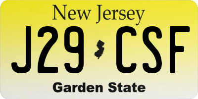 NJ license plate J29CSF