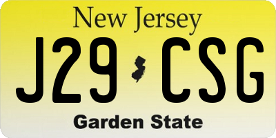 NJ license plate J29CSG