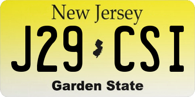 NJ license plate J29CSI