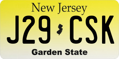 NJ license plate J29CSK