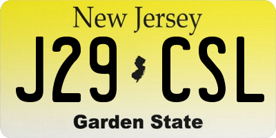 NJ license plate J29CSL
