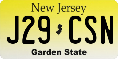 NJ license plate J29CSN