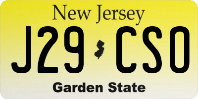 NJ license plate J29CSO
