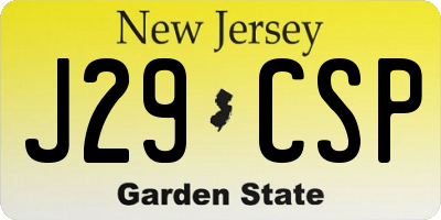 NJ license plate J29CSP