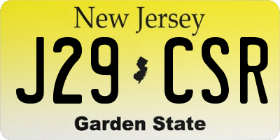 NJ license plate J29CSR
