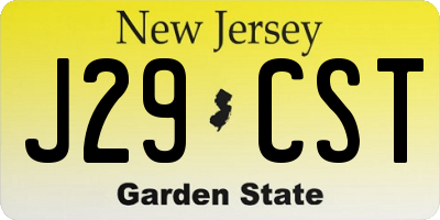 NJ license plate J29CST