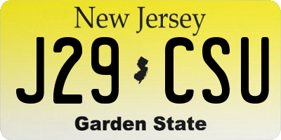 NJ license plate J29CSU