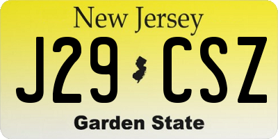 NJ license plate J29CSZ
