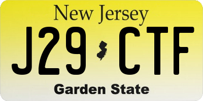NJ license plate J29CTF
