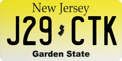 NJ license plate J29CTK