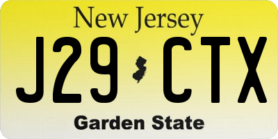 NJ license plate J29CTX