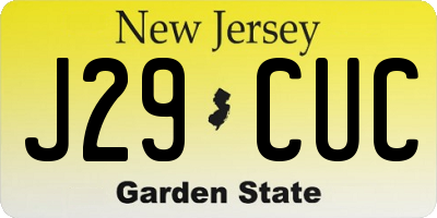 NJ license plate J29CUC