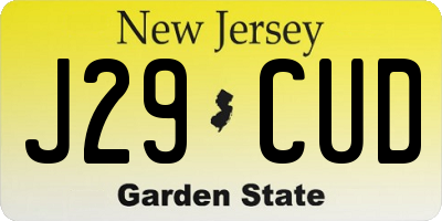 NJ license plate J29CUD