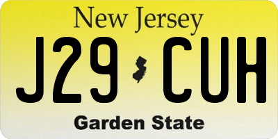 NJ license plate J29CUH