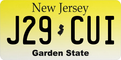NJ license plate J29CUI