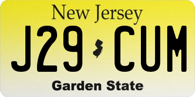 NJ license plate J29CUM