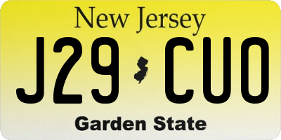 NJ license plate J29CUO