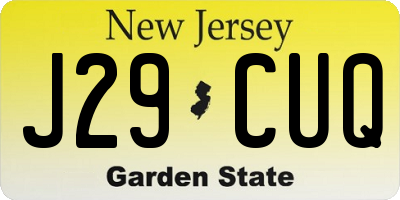 NJ license plate J29CUQ