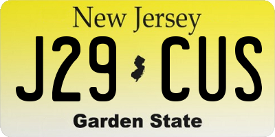 NJ license plate J29CUS