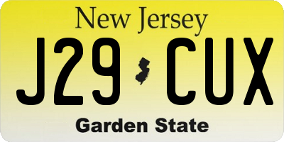 NJ license plate J29CUX
