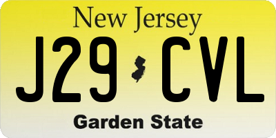 NJ license plate J29CVL