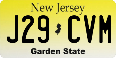 NJ license plate J29CVM