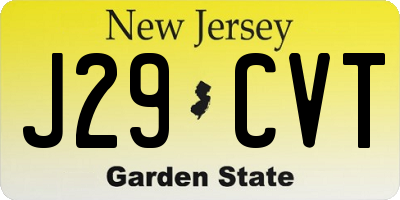 NJ license plate J29CVT