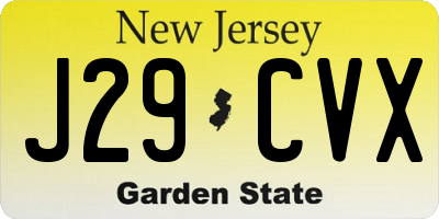 NJ license plate J29CVX