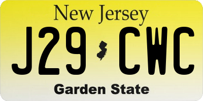 NJ license plate J29CWC