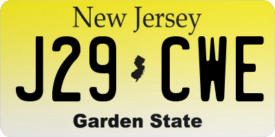 NJ license plate J29CWE