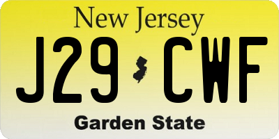 NJ license plate J29CWF