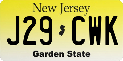 NJ license plate J29CWK