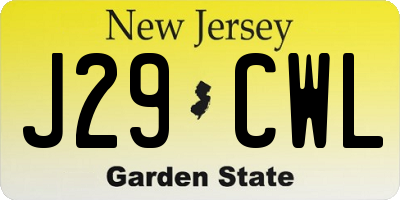 NJ license plate J29CWL