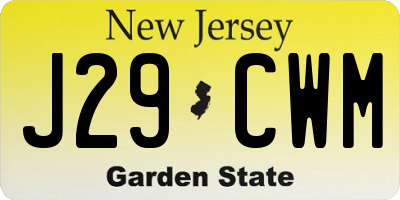 NJ license plate J29CWM