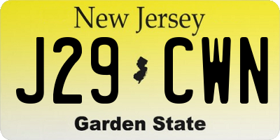 NJ license plate J29CWN