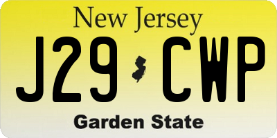 NJ license plate J29CWP