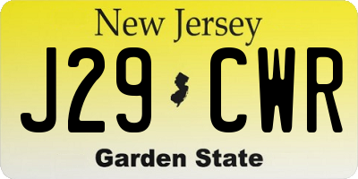 NJ license plate J29CWR