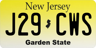 NJ license plate J29CWS