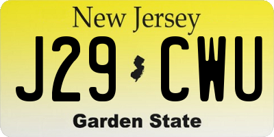 NJ license plate J29CWU